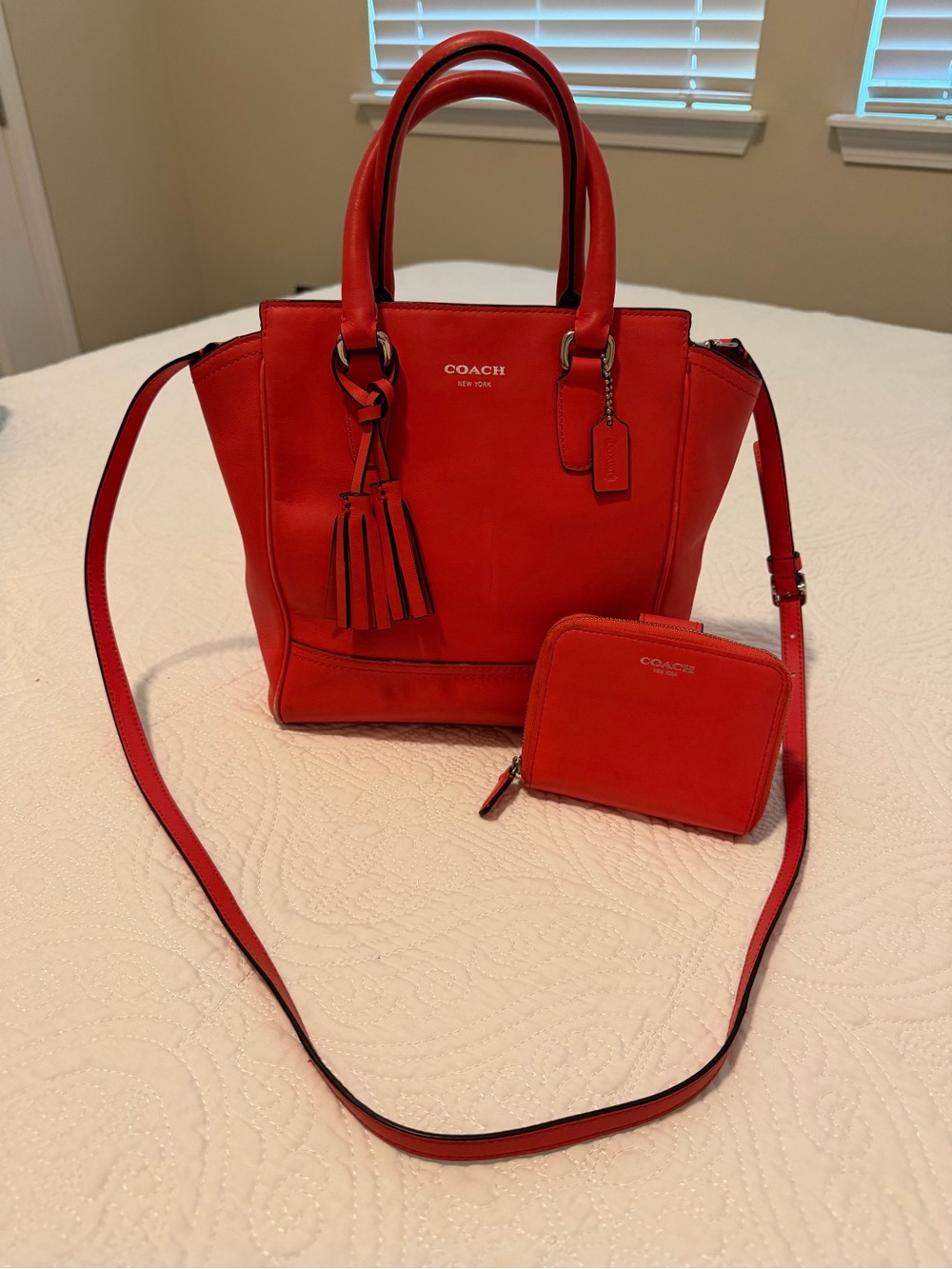 Coach Fuchsia Leather Mini Tanner Satchel with Matching Wallet